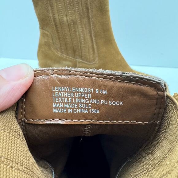 Steve Madden Lenny Chestnut Suede Leather Chunky Heel Pull On Ankle Boots - Picture 11 of 12